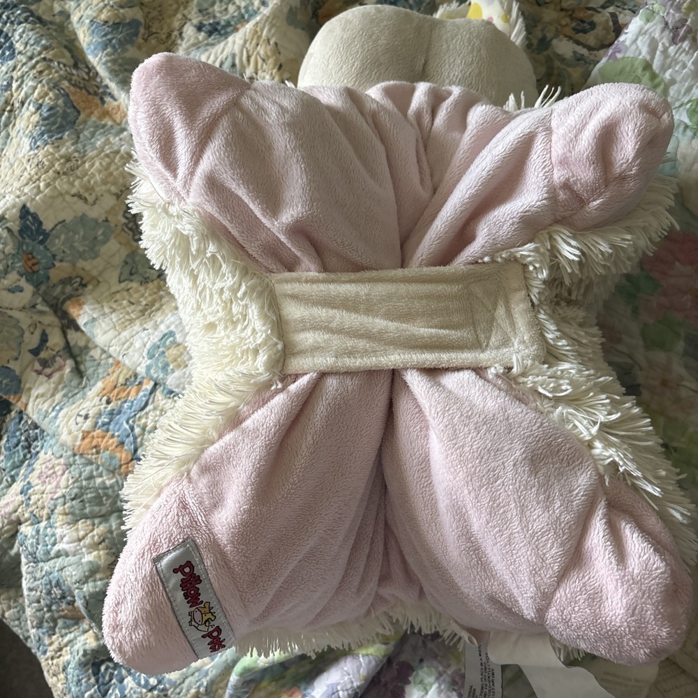 My Pillow Pet Bunny Rabbit 2011 White With Polka Dot Ears Light Pink 19" VTG - Picture 6 of 9